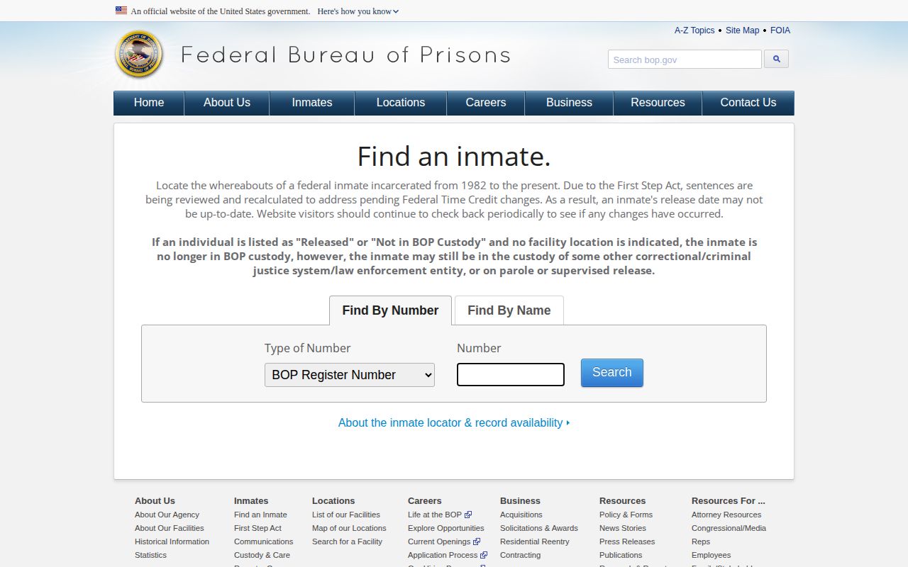 Federal BOP locator for Bernalillo County released inmate records