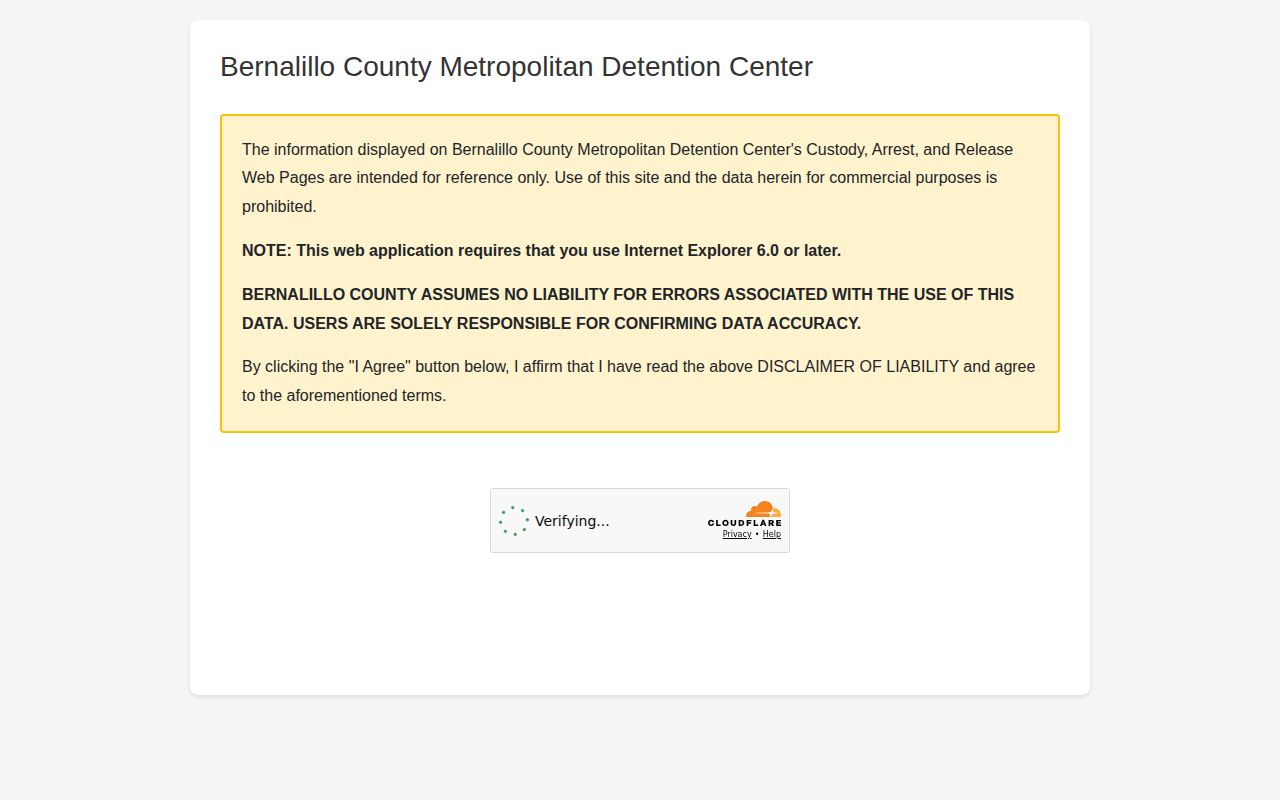 Bernalillo County MDC released inmate record with release type and date